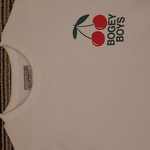 BOGEY‎ BOYS Golf Macklemore White Red Cherry Tournament Cotton XL Mens T Shirt